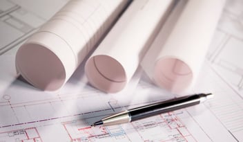 Up-Close Shot of Architect Blueprint Plans of Home Design