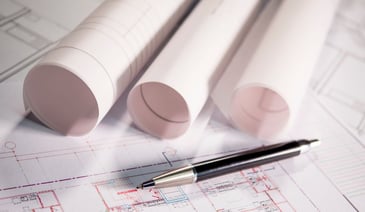 Up-Close Shot of Architect Blueprint Plans of Home Design