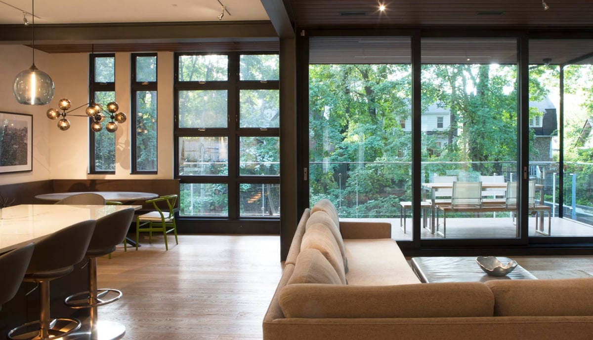 Custom home renovation with floor-to-ceiling modern windows in Toronto