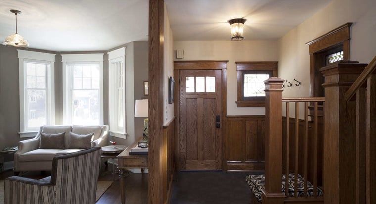Entryway of Playter Estates Toronto renovation by SevernWoods