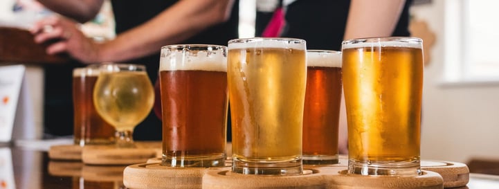 Flight of Beer in an old toronto Brewery