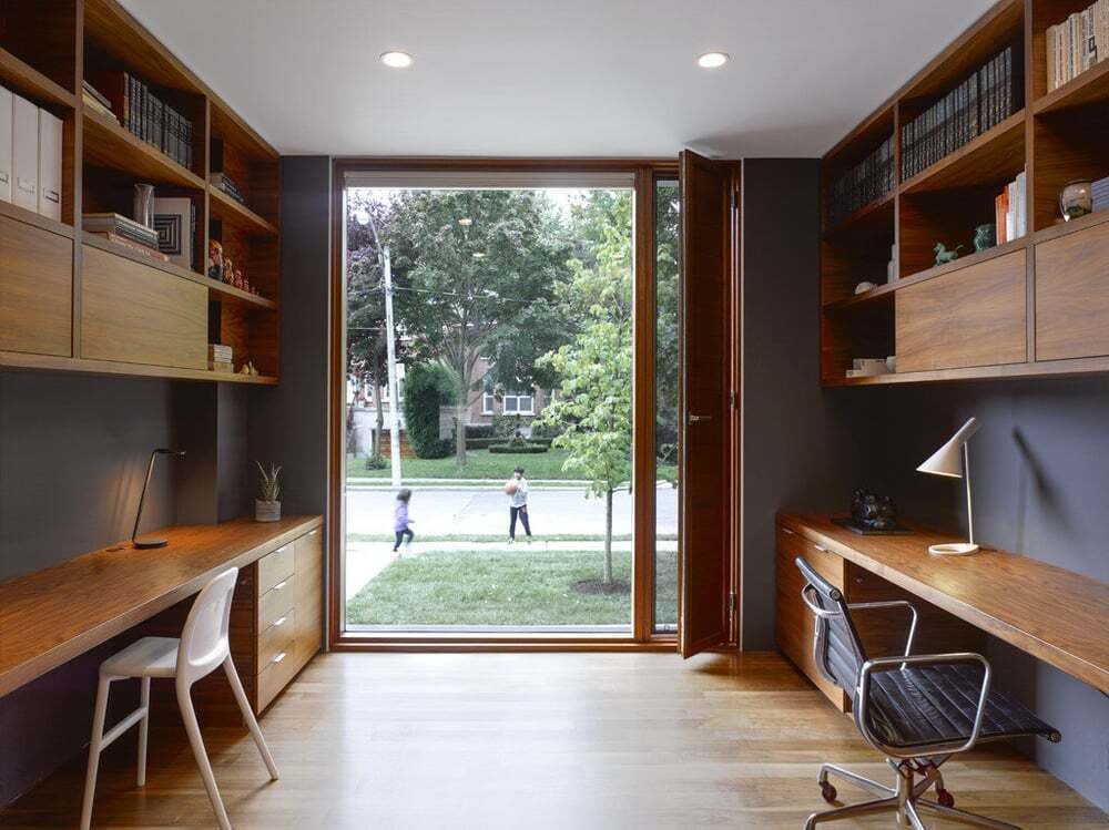 home-office-dual-walnut-desks-bauhaus-door-window-counterpoint-severnwoods-toronto home-office-dual-walnut-desks-bauhaus-door-window-counterpoint-severnwoods-toronto