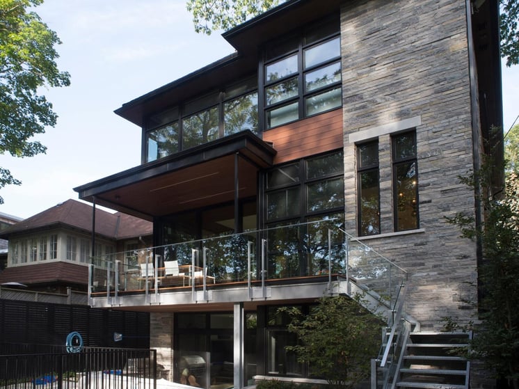 Greater Toronto stone luxury custom home backyard exterior