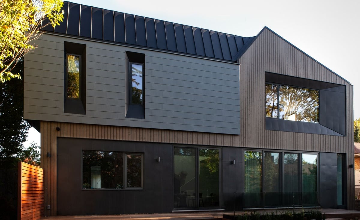 Modern custom home with zinc cladding exterior in Toronto