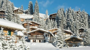 Ski lodge exterior on snowy day in Toronto