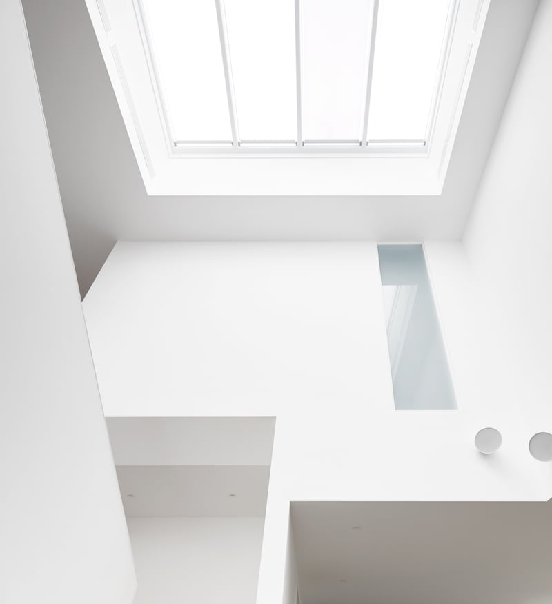 Skylight in ceiling in Toronto luxury custom home by SevernWoods with Japandi-style architecture