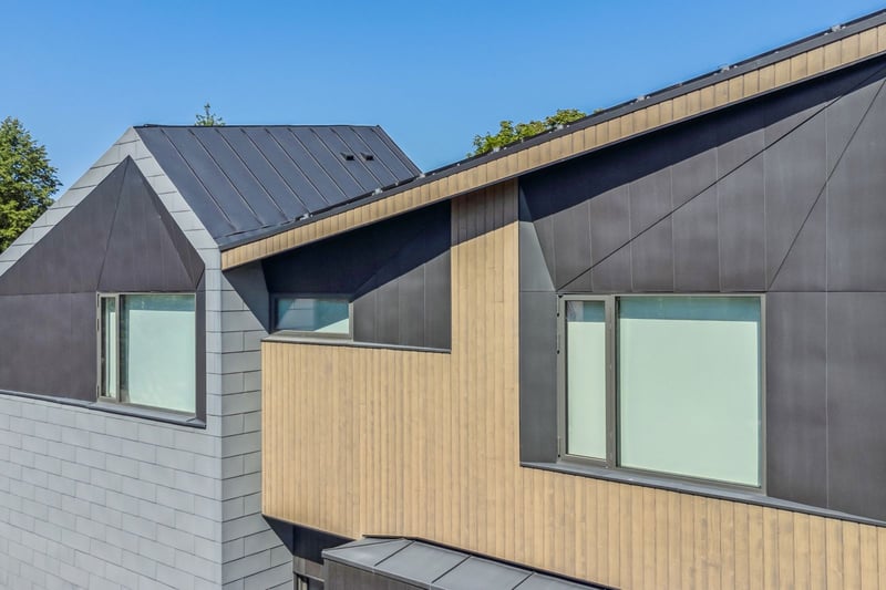Unique architectural designed roof with zinc modern cladding in Toronto home renovation