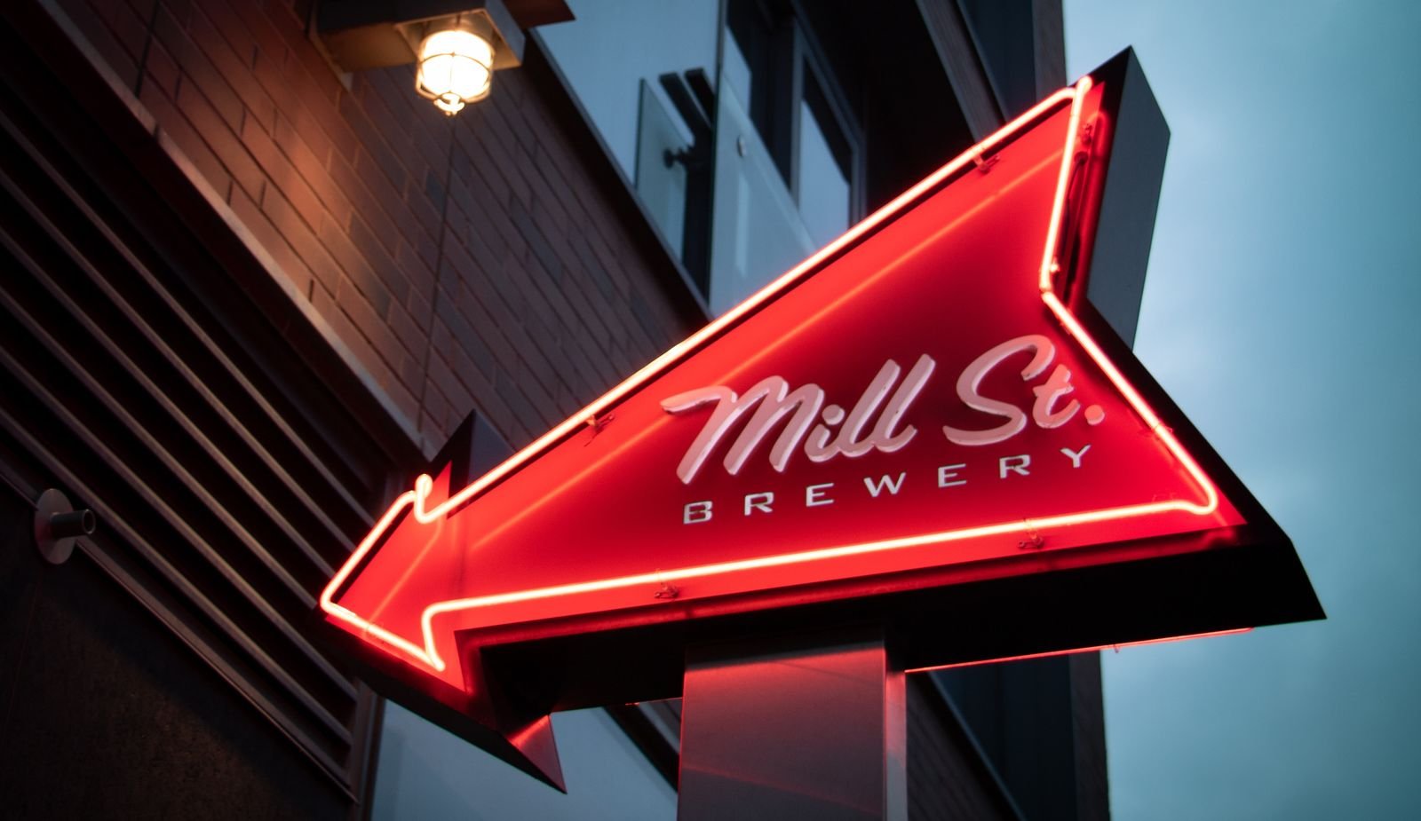 mill street brewery arrow sign in old toronto