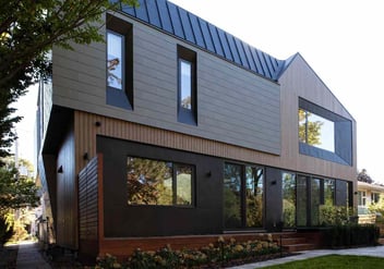 Custom Home Backyard Exterior in Toronto With Zinc Cladding Roof