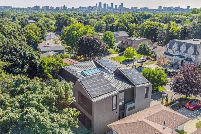 Shot of custom home roof and siding in greater Toronto neighborhood