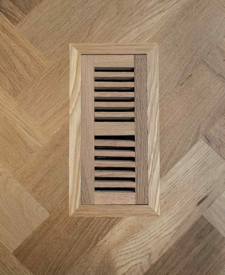 Wooden floor register cover for home ventilation