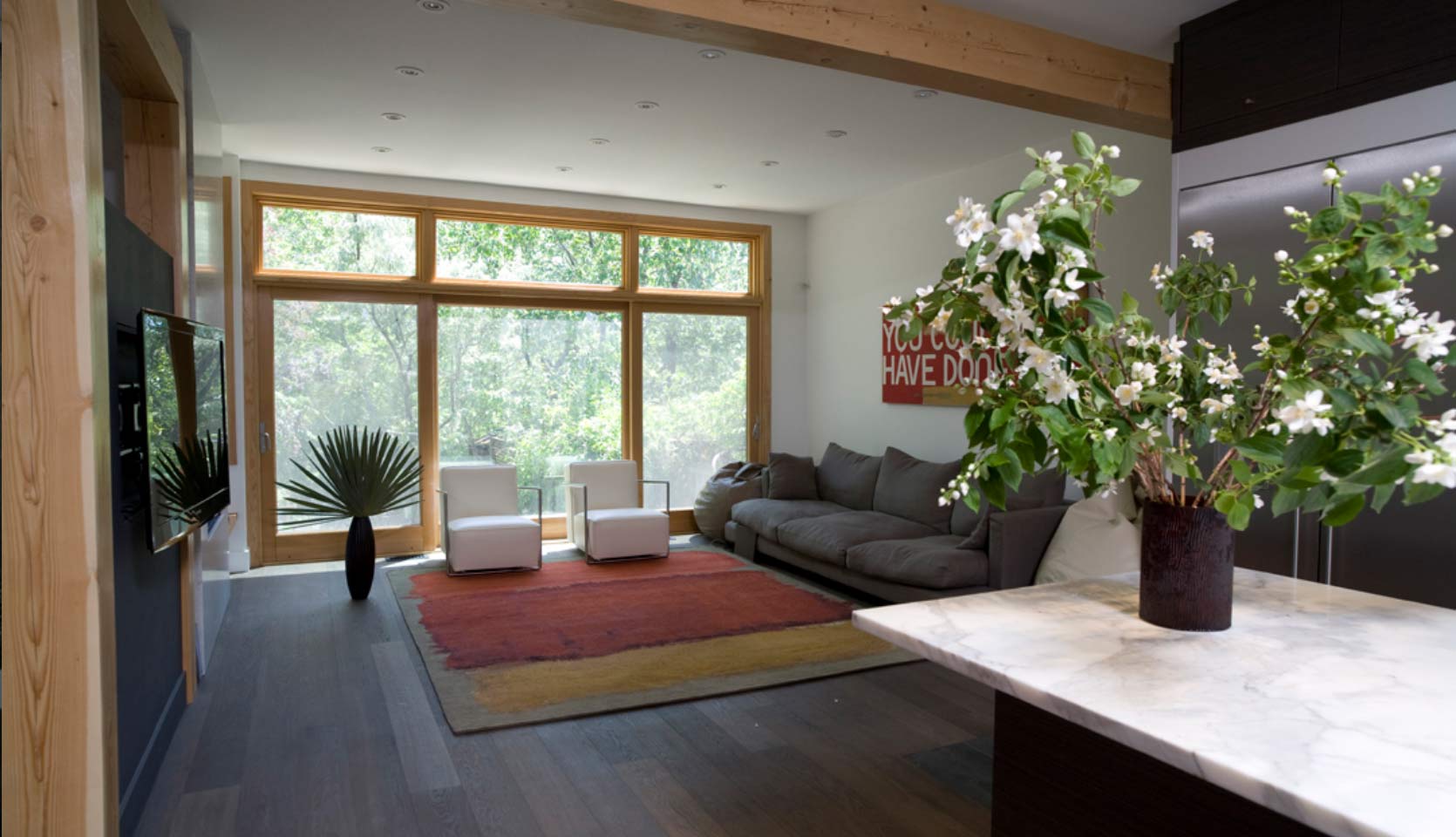 living-room-cedar-beams-floor-to-ceiling-windows-sofa-annex-severnwoods-toronto