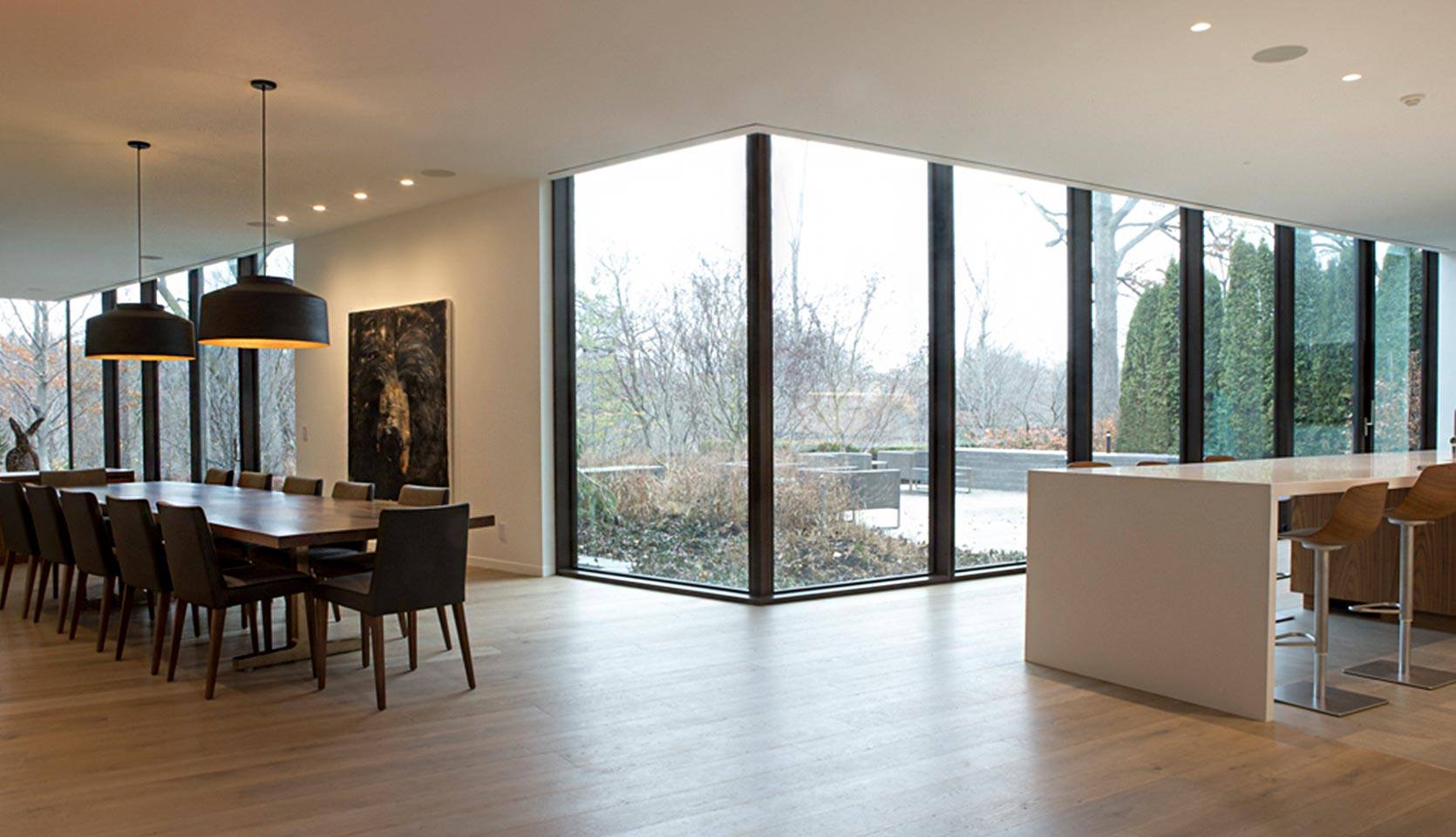rosedale-custom-home-open-plan-dining-room-floor-to-ceiling-windows-severnwoods-toronto