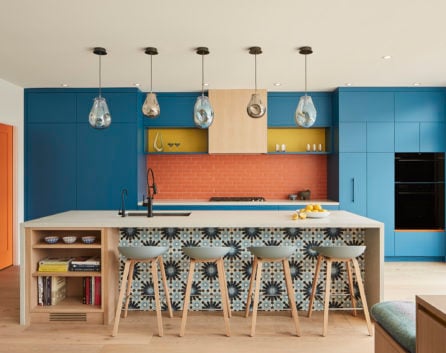 colourful contemporary kitchen renovation in toronto