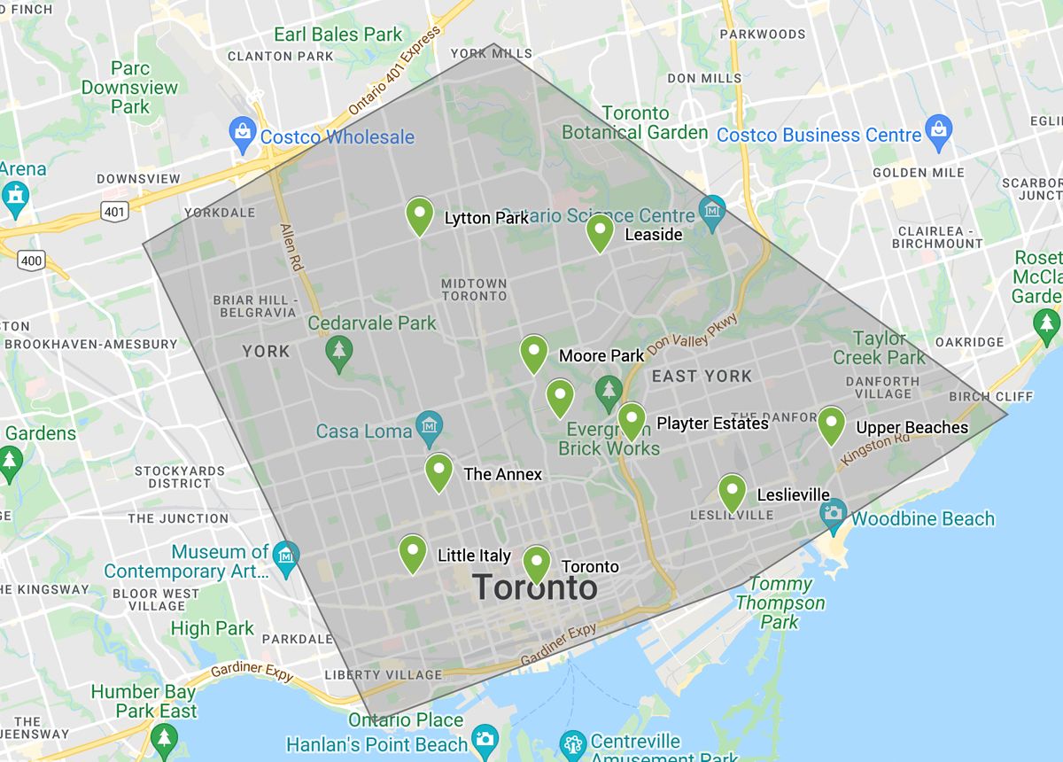 SevernWoods service area of the Toronto area