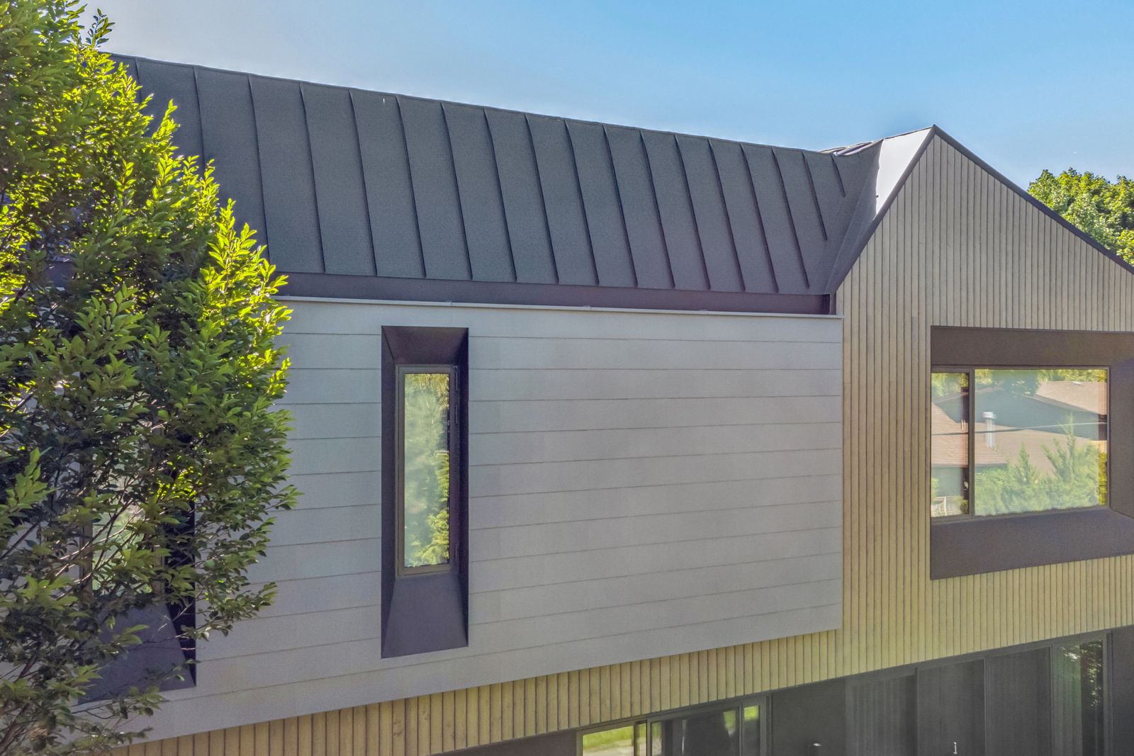 unique architectural designed roof with zinc modern cladding in toronto home renovation3